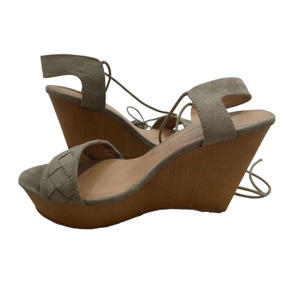 Altard State Platform Wedge Sandal Womens 8.5 Boho Y2K Gypsy Taupe Gray Strappy - Picture 6 of 11